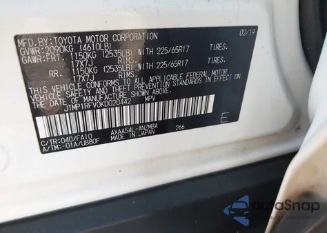 2019 Toyota Rav4 Xle z USA, uszkodzony, nr VIN JTMP1RFV0KD020442